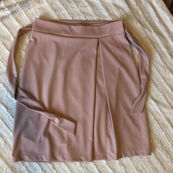 Worthington Blush Pink Belted with Pleat Midi Skirt Sz 12 - Picture 1 of 9